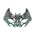 Black Metal Bat Masquerade Mask Rhinestone Filigree Gothic Eye Mask for Party Ball - Rhinestone Iron Bat - Black Green