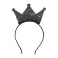Black Sequin Crown Headband for Children Party Hair Hoop Cute Hair Accessories Styles - Black