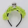 Halloween green flower skull headband spooky party costume hair accessory hair hoop decor - Green