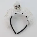 Halloween skull flower headband dark style spooky party costume hair accessory prop - White