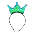 Children sequin crown headband blue green sparkly hair hoop party hair accessories SKU - Teal