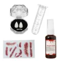 Halloween vampire fangs fake blood scar tattoos party costume props set for cosplay show. - Boxed 15mm Fangs Set