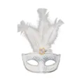 Weisse Feder Maske mit Pailletten fur Damen Karneval Party Kostum Ball Accessoires - Weiß