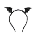 Black bat wing headband with lace trim, perfect Halloween costume party hair accessory. - Devil Headband - Black