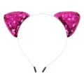 Knalliges pinkes Pailletten Katzenohren Haarband für Kinder, süßes Glitzer Haaraccessoire. - Fuchsia