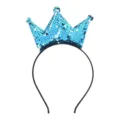 Blue sequin crown headband for kids party performance cute hair accessory decoration. - Light Blue