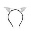 Halloween bat wing headband with black lace, perfect cosplay hair accessory for party. - Devil Headband - Silver