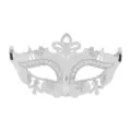 Silberne glitzernde venezianische Maske, Halbgesicht Party Maske fuer Halloween und Baelle. - Kleiner Feen-Stil / Silber