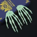 Halloween green skeleton hand hair clips, creepy skull bone claw hairpins, 2pcs set. - Light Green