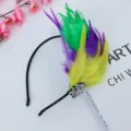 Carnival Feather Headband Green Yellow Purple Hair Hoop Party Rhinestone Hair Accessory - Colorful
