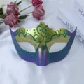 Carnaval half gezicht masker paars goud glitters design voor feest verkleedpartij. - Carnaval Koning Masker