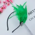 Green Feather Headband Rhinestone Carnival Hair Hoop Party Prom Hair Accessories Headpiece - Green