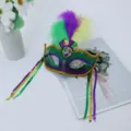 Brazilian carnival mask with feathers sequin tassels for women party ball dress up prop - Jester Type A