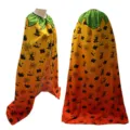 Halloween Gradient Spider Web Print Cape Cosplay Pumpkin Vampire Costume Cloak Party - Robe / Orange Yellow Pumpkin Style