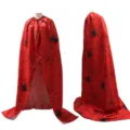 Halloween red spider web cape costume cloak for cosplay wizard devil dress-up party wear - Robe / Red and Black Spider Web Style