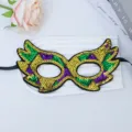 Sequin Mardi Gras masker, feestelijk karnaval feest masquerade kostuum accessoire in goud groen paars. - Carnaval Driekleuren Masker Stijl 5