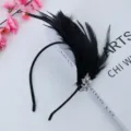 Diadema plumas negras diamantes de imitacion elegante accesorio pelo fiesta carnaval - Negro