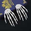 Halloween skull hand hair clip spooky skeleton claw prop festival party hair accessory - White