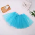 Vibrant blue mesh tutu skirt for party dance stage performance, fluffy layered tulle design. - One Size / Bottoms / Blue