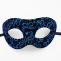 Schwarze Halbgesicht Maske mit blauen Glitzer Mustern für Party Tanz Auftritt Variante - Zorro Maske Drachenmuster Stil / Blau