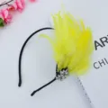 Diadema de plumas amarillas diamantes de imitación accesorio de pelo carnaval fiesta festival - Amarillo