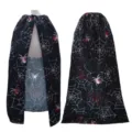 Halloween spiderweb printed black cape cosplay witch vampire costume party cloak spooky outfit - Robe / Black Base Red White Web Style