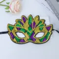 Mardi Gras feest masquerade masker met kleurrijke pailletten, perfect voor carnaval kostuum. - Carnaval Driekleuren Masker Stijl 7