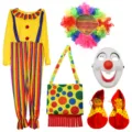Ensemble de costume de clown adulte complet pour Halloween cosplay, spectacle et fête déguisée. - Ensemble de Clown 5 Pièces