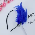 Diadema de plumas azules con diamantes de imitación para fiesta de carnaval y eventos. - Azul