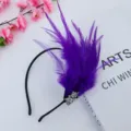 Diadema de plumas violetas para mujer niña carnaval fiesta baile accesorios de pelo brillantes - Púrpura