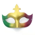 Dreifarbige Karnevalsmaske mit Farbverlauf, grün gold violett Fasching Augenmaske Party. - Kleine Spitze Maske / Grün Gold Violett