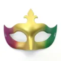 Buntes Karneval Maskerade Halbgesicht Maske in Lila Gold Gruen mit Krone Top Design. - Kleine Spitze Maske / Lila Gold Grün