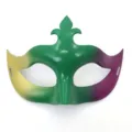 Karneval Maske Halbgesicht mit dreifarbigem Farbverlauf in Gelb, Gruen und Violett. - Kleine Spitze Maske / Gold Grün Lila