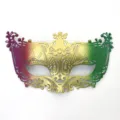 Bunte Karneval Halbmaske, Lila Gold Gruen Farbverlauf venezianische Maske Kostuem - Fuchs-Maske / Lila Gold Grün
