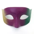 Bunte Karnevalsmaske im Vintage-Stil, Halbgesicht Maske für Party und Bühnenshows. - Flache Maske / Gold Lila Grün