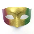 Bunte venezianische Halbgesichtsmaske für Karneval, Party, Kostümball und Bühnenshow. - Flache Maske / Lila Gold Grün