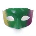 Karneval Maske Halbmaske mit Gold Gruen Lila Farbverlauf und vintage Praegung fuer Party. - Flache Maske / Gold Grün Lila
