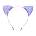 Lila Pailletten Katzenohren Haarreif fuer Kinder, glitzernder Haarreif fuer Party Show. - Hellviolett