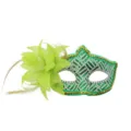 Maschera di carnevale verde con paillettes piume e fiore laterale per festa costume accessorio - Maschera con Fiore Laterale - Verde