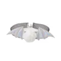 Gothic bat wing choker necklace with white rose black mesh vampire party jewelry - Devil Necklace - Silver