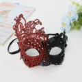 Halloween lace masquerade mask half face red black rhinestone party ball costume dress prop - Phoenix Design / Black Red