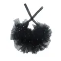 Schwarzer, flauschiger Netz-Kragen mit silbernen Sternen und Monden, süßes Lolita-Accessoire. - Sternenhimmel Netz Kragen / Schwarz