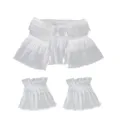 Weißes Spitzen Lolita Halsband und Handstulpen Set für Kostümpartys und Verkleiden. - Set
