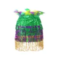 Mardi Gras carnival sequin feather skirt party dance mesh costume stage performance outfit - Carnival Sequin Skirt with Feathers
