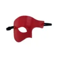 Mascara de media cara de cuero rojo fiesta vintage antifaz para disfraz de Halloween. - Rojo / Banda Elástica Ajustable