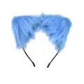 Blue fluffy cat ear headband cute plush animal ears hair hoop for party cosplay. - One Size / Blue