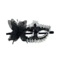 Black Masquerade Mask with Silver Sequins and Butterfly Decor Party Costume Eye Mask - Silver