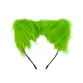 Green fuzzy plush cat ear headband, fluffy furry animal ears hair hoop for party. - One Size / Green