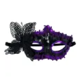 Masquerade mask black purple sequin half face mask carnival party costume dress up accessory - Purple