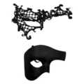 Zwarte kant en stevige halfgelaatsmasker set voor masquerade feestje verkleedpartij - Stel set / 2-delige set / Zwart
